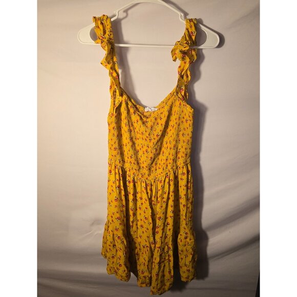 Betsey Johnson Yellow Sexy floral Little Dress Womens Size Large L Short Mini - Picture 2 of 4